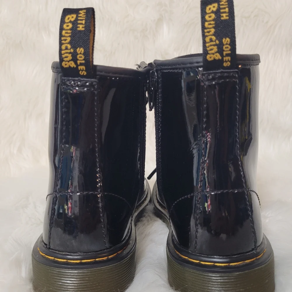 Doc Martens Glossy Black Lace Up Boots - Picture 5 of 11